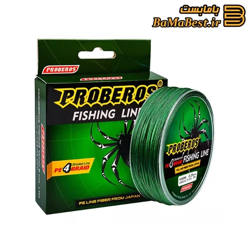 نخ ماهیگیری براید 4X - PROBEROS - شماره 1.5 سبز 100m